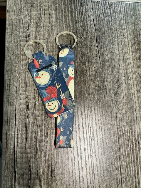 Snowman Wristlet and Chapstick Holder Keychain