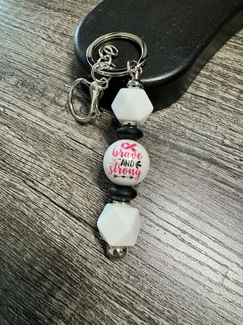 Breast Cancer Bar Key Chain