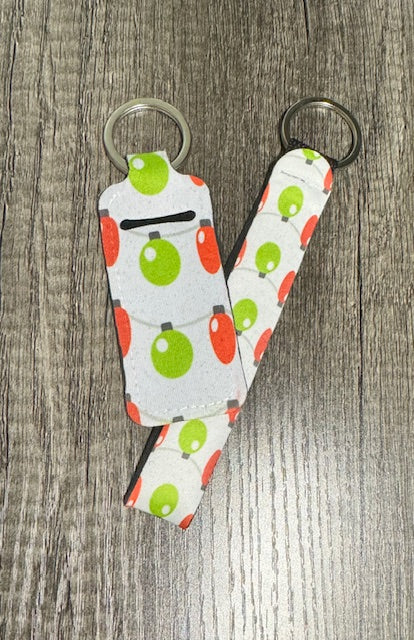 Christmas Lights Wristlet and Chapstick Holder Keychain