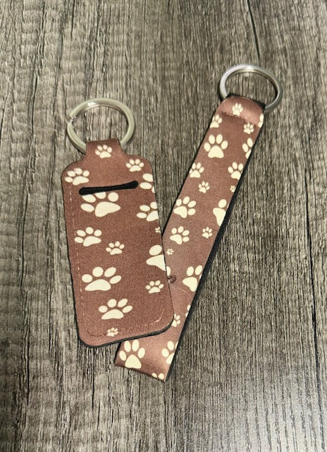 Dog Paws Wristlet and Chapstick Holder Keychain